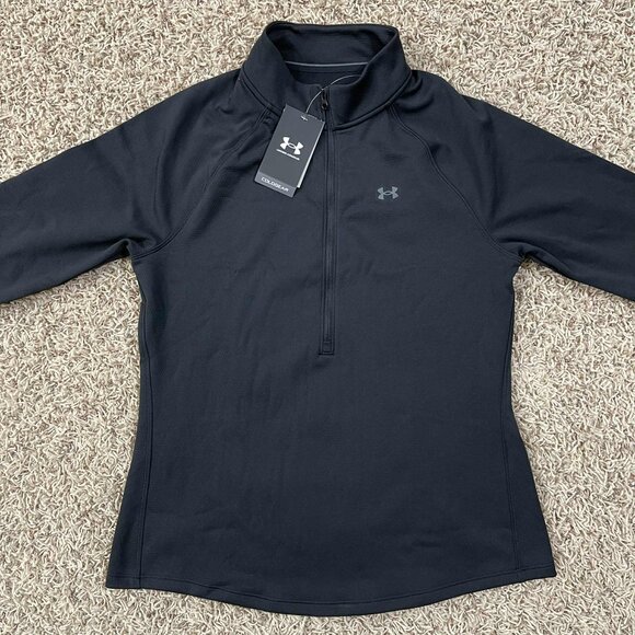 Under Armour ColdGear Women’s Base 4.0 Half Zip Pullover Top Black, Size Large - Picture 5 of 16